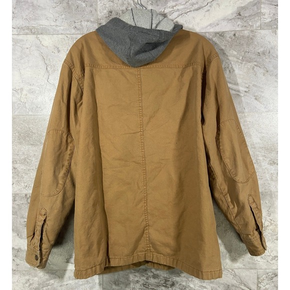 Dickies Men's Workwear Quilted Lined Canvas Hooded Tan Jacket Sz Medium - Picture 2 of 16